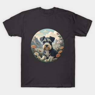 Mini Schnauzer Field Of Flowers T-Shirt